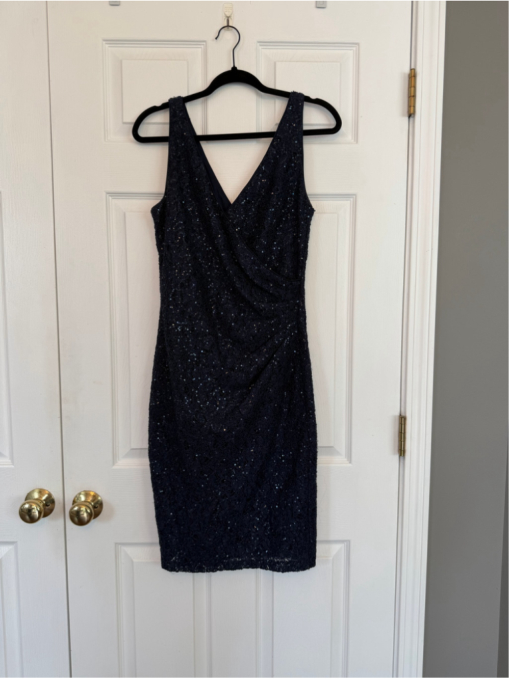 Women's Vince Camuto Sequin Lace Mini Dress Navy Blue Size 10